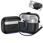 For AirPods Pro 2 One-piece Holder Wireless Earphones Case with Lanyard(Black Dark Blue) - 1