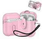 For AirPods 1 / 2 One-piece Holder Wireless Earphones Case with Lanyard(Pink) - 1
