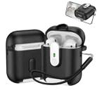 For AirPods 1 / 2 One-piece Holder Wireless Earphones Case with Lanyard(Black White) - 1
