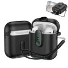 For AirPods 1 / 2 One-piece Holder Wireless Earphones Case with Lanyard(Black Army Green) - 1