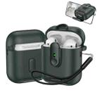 For AirPods 1 / 2 One-piece Holder Wireless Earphones Case with Lanyard(Army Green) - 1
