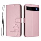 For Google Pixel 6a Litter Panda Embossing RFID Leather Phone Case with Lanyard(Pink) - 2