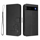 For Google Pixel 6a Litter Panda Embossing RFID Leather Phone Case with Lanyard(Black) - 2