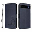 For Google Pixel 6a Litter Panda Embossing RFID Leather Phone Case with Lanyard(Blue) - 2