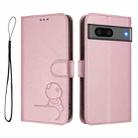 For Google Pixel 7 Litter Panda Embossing RFID Leather Phone Case with Lanyard(Pink) - 2