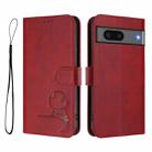 For Google Pixel 7 Litter Panda Embossing RFID Leather Phone Case with Lanyard(Wine Red) - 2