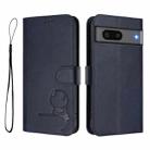 For Google Pixel 7 Litter Panda Embossing RFID Leather Phone Case with Lanyard(Blue) - 2