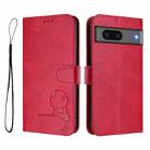 For Google Pixel 7 Litter Panda Embossing RFID Leather Phone Case with Lanyard(Rose Red) - 2