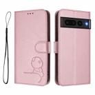 For Google Pixel 7 Pro Litter Panda Embossing RFID Leather Phone Case with Lanyard(Pink) - 2