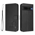 For Google Pixel 7 Pro Litter Panda Embossing RFID Leather Phone Case with Lanyard(Black) - 2