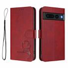 For Google Pixel 7 Pro Litter Panda Embossing RFID Leather Phone Case with Lanyard(Wine Red) - 2