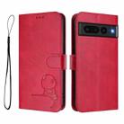 For Google Pixel 7 Pro Litter Panda Embossing RFID Leather Phone Case with Lanyard(Rose Red) - 2