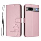For Google Pixel 7a Litter Panda Embossing RFID Leather Phone Case with Lanyard(Pink) - 2
