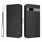 For Google Pixel 7a Litter Panda Embossing RFID Leather Phone Case with Lanyard(Black) - 2