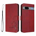 For Google Pixel 7a Litter Panda Embossing RFID Leather Phone Case with Lanyard(Wine Red) - 2