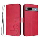 For Google Pixel 7a Litter Panda Embossing RFID Leather Phone Case with Lanyard(Rose Red) - 2