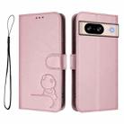 For Google Pixel 8 Litter Panda Embossing RFID Leather Phone Case with Lanyard(Pink) - 2