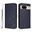 For Google Pixel 8 Litter Panda Embossing RFID Leather Phone Case with Lanyard(Blue) - 2