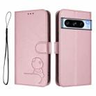 For Google Pixel 8 Pro Litter Panda Embossing RFID Leather Phone Case with Lanyard(Pink) - 2