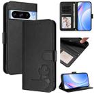 For Google Pixel 8 Pro Litter Panda Embossing RFID Leather Phone Case with Lanyard(Black) - 1