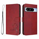 For Google Pixel 8 Pro Litter Panda Embossing RFID Leather Phone Case with Lanyard(Wine Red) - 2