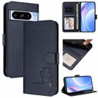 For Google Pixel 8 Pro Litter Panda Embossing RFID Leather Phone Case with Lanyard(Blue) - 1