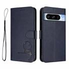 For Google Pixel 8 Pro Litter Panda Embossing RFID Leather Phone Case with Lanyard(Blue) - 2