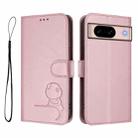 For Google Pixel 8a Litter Panda Embossing RFID Leather Phone Case with Lanyard(Pink) - 2