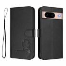 For Google Pixel 8a Litter Panda Embossing RFID Leather Phone Case with Lanyard(Black) - 2