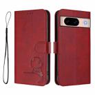 For Google Pixel 8a Litter Panda Embossing RFID Leather Phone Case with Lanyard(Wine Red) - 2