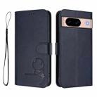 For Google Pixel 8a Litter Panda Embossing RFID Leather Phone Case with Lanyard(Blue) - 2