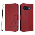 For Google Pixel 9a Litter Panda Embossing RFID Leather Phone Case with Lanyard(Wine Red) - 2