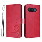 For Google Pixel 9a Litter Panda Embossing RFID Leather Phone Case with Lanyard(Rose Red) - 2