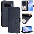 For Google Pixel 10 / 10 Pro Litter Panda Embossing RFID Leather Phone Case with Lanyard(Blue) - 1