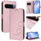 For Google Pixel 10 Pro XL / 9 Pro XL Litter Panda Embossing RFID Leather Phone Case with Lanyard(Pink) - 1