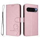 For Google Pixel 10 Pro XL / 9 Pro XL Litter Panda Embossing RFID Leather Phone Case with Lanyard(Pink) - 2
