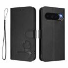 For Google Pixel 10 Pro XL / 9 Pro XL Litter Panda Embossing RFID Leather Phone Case with Lanyard(Black) - 2