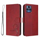 For T-Mobile Revvl 6 / Revvl 6x 5G Litter Panda Embossing RFID Leather Phone Case with Lanyard(Wine Red) - 2
