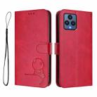 For T-Mobile Revvl 6 / Revvl 6x 5G Litter Panda Embossing RFID Leather Phone Case with Lanyard(Rose Red) - 2