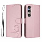 For Sony Xperia 1 VI Litter Panda Embossing RFID Leather Phone Case with Lanyard(Pink) - 2