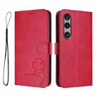 For Sony Xperia 1 VI Litter Panda Embossing RFID Leather Phone Case with Lanyard(Rose Red) - 2