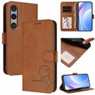 For Sony Xperia 1 VI Litter Panda Embossing RFID Leather Phone Case with Lanyard(Brown) - 1