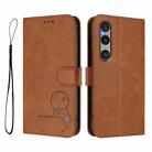 For Sony Xperia 1 VI Litter Panda Embossing RFID Leather Phone Case with Lanyard(Brown) - 2