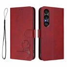 For Sony Xperia 1 VII Litter Panda Embossing RFID Leather Phone Case with Lanyard(Wine Red) - 2
