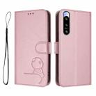 For Sony Xperia 5 IV Litter Panda Embossing RFID Leather Phone Case with Lanyard(Pink) - 2