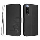 For Sony Xperia 5 IV Litter Panda Embossing RFID Leather Phone Case with Lanyard(Black) - 2