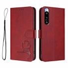 For Sony Xperia 5 IV Litter Panda Embossing RFID Leather Phone Case with Lanyard(Wine Red) - 2