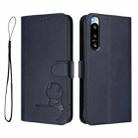 For Sony Xperia 5 IV Litter Panda Embossing RFID Leather Phone Case with Lanyard(Blue) - 2
