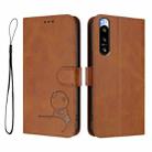 For Sony Xperia 5 IV Litter Panda Embossing RFID Leather Phone Case with Lanyard(Brown) - 2
