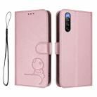 For Sony Xperia 10 V Litter Panda Embossing RFID Leather Phone Case with Lanyard(Pink) - 2